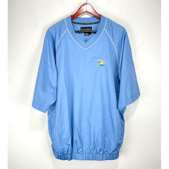 FootJoy Short Sleeve‎ Jacket Men Large Blue Pockets Packable Rain Golf Cove Cay - Picture 1 of 11